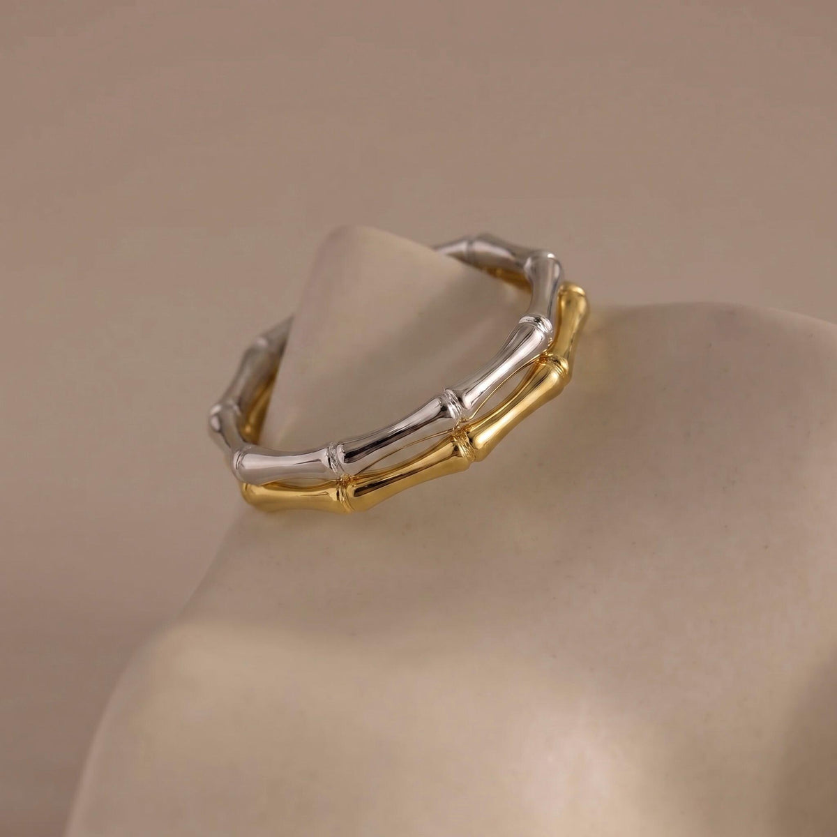 Bamboo Ring, 18K Gold Vermeil or 925 Sterling Silver, Stackable Nature Inspired Band, Minimalist Everyday Ring, Gift for Her