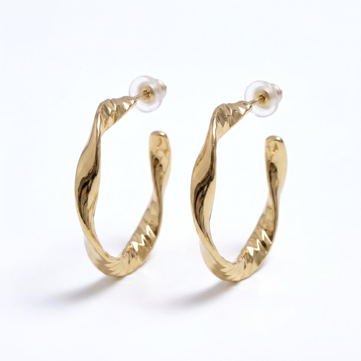 Twisted Hoop Earrings, CNC Precision Cut, 18K Gold Vermeil or 925 Sterling Silver, Thick Hypoallergenic Hoops, Gift for Her