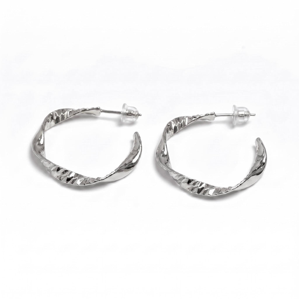 Twisted Hoop Earrings, CNC Precision Cut, 18K Gold Vermeil or 925 Sterling Silver, Thick Hypoallergenic Hoops, Gift for Her