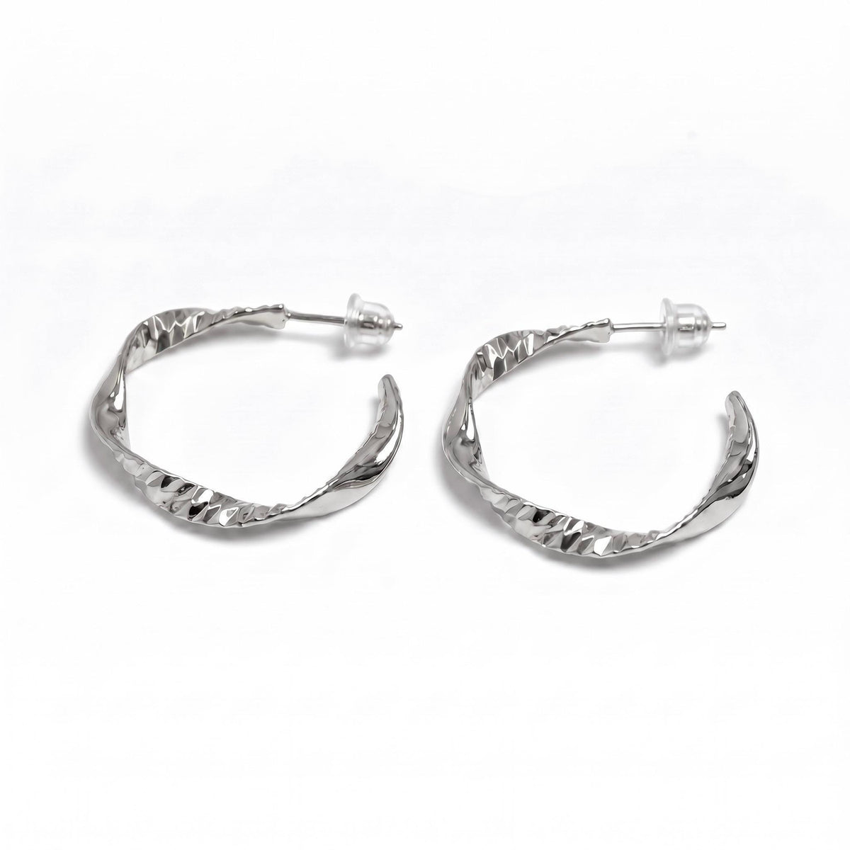 Twisted Hoop Earrings, CNC Precision Cut, 18K Gold Vermeil or 925 Sterling Silver, Thick Hypoallergenic Hoops, Gift for Her