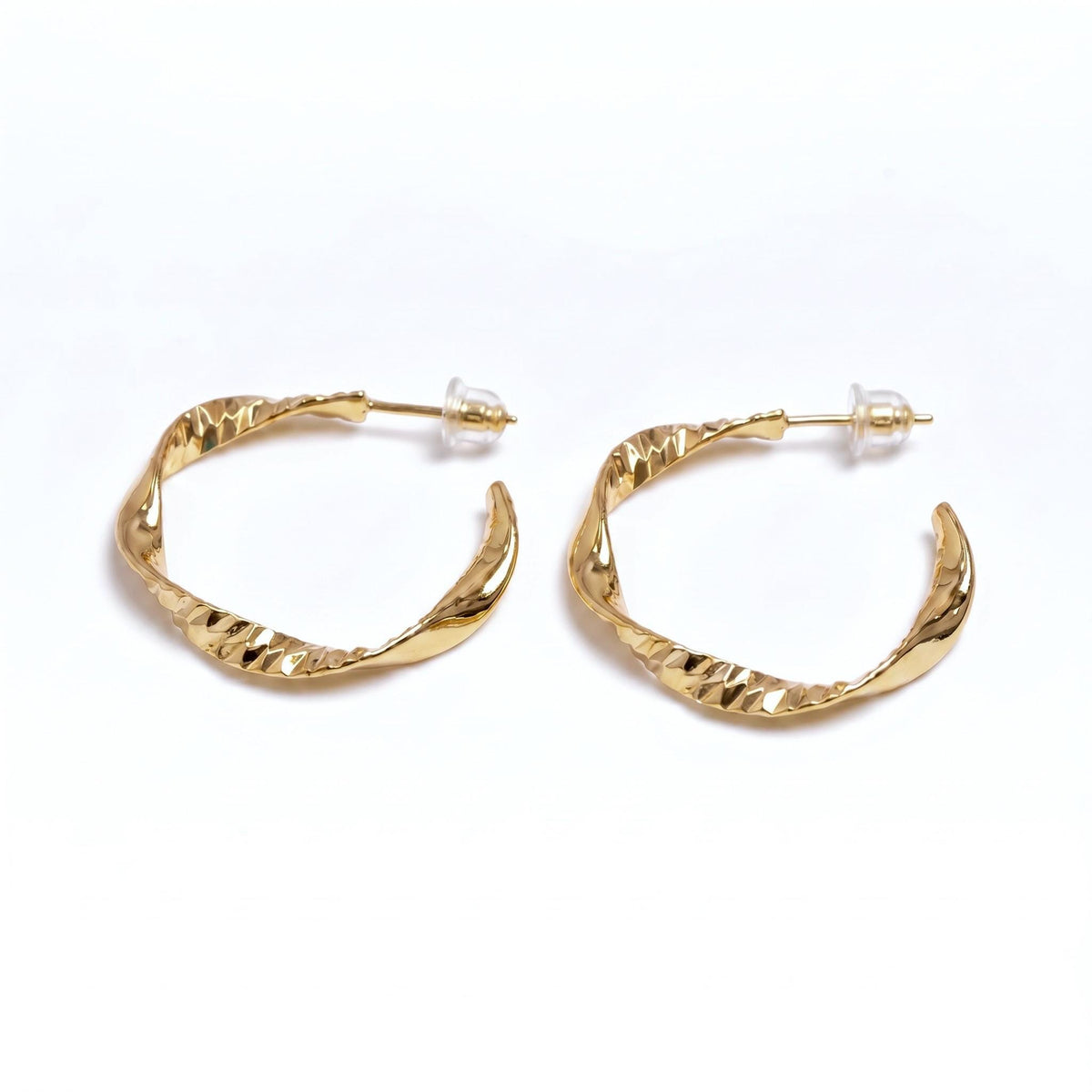 Twisted Hoop Earrings, CNC Precision Cut, 18K Gold Vermeil or 925 Sterling Silver, Thick Hypoallergenic Hoops, Gift for Her