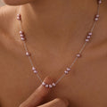 Freshwater Pearl Necklace Gift | Mauve Pink Pearl Station Necklace | 925 Silver Adjustable | Everyday Layering Jewelry