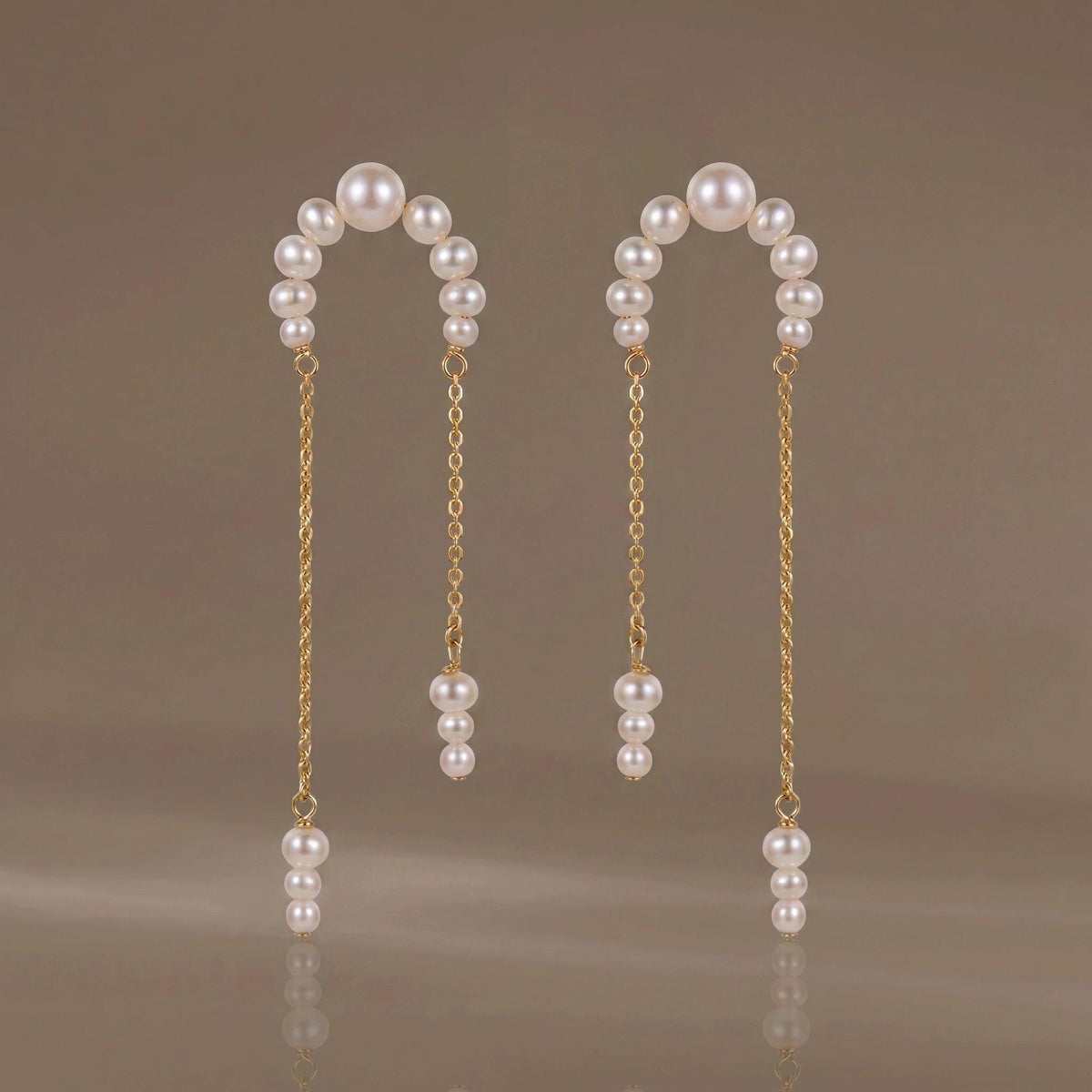 Freshwater Pearl Vermeil Earrings | Crescent Pearl Chain Drop Earrings | 18K Gold Vermeil | Everyday Elegant Jewelry | Gift for Her