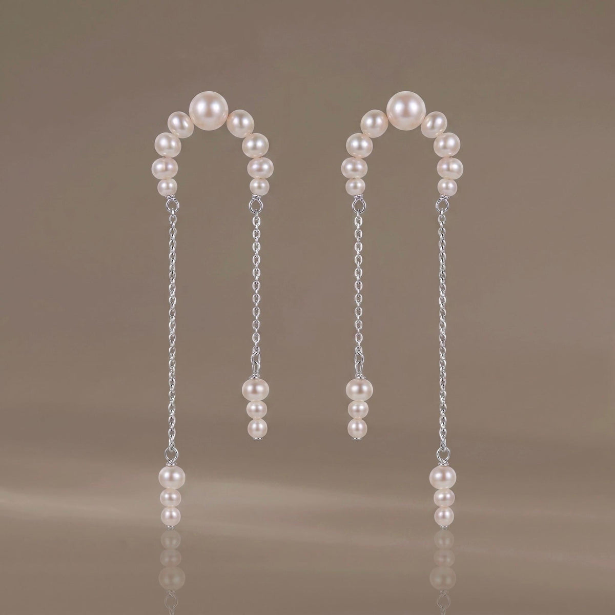 Freshwater Pearl Vermeil Earrings | Crescent Pearl Chain Drop Earrings | 18K Gold Vermeil | Everyday Elegant Jewelry | Gift for Her