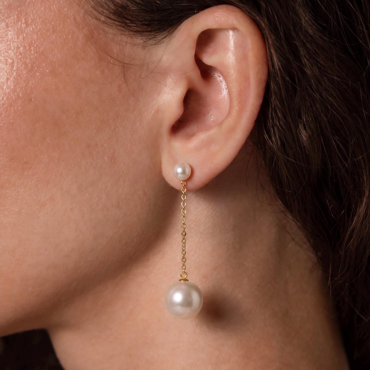 Freshwater Pearl Chain Drop Earrings | Minimalist Pearl Dangle Earrings | 18K Gold Vermeil | Everyday Elegant Jewelry | Gift for Her
