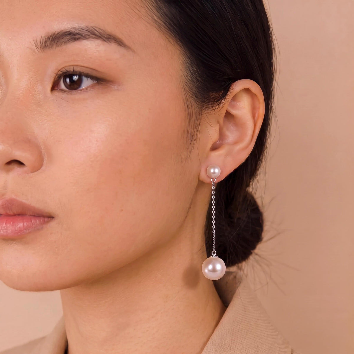 Freshwater Pearl Chain Drop Earrings | Minimalist Pearl Dangle Earrings | 18K Gold Vermeil | Everyday Elegant Jewelry | Gift for Her