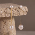Freshwater Pearl Chain Drop Earrings | Minimalist Pearl Dangle Earrings | 18K Gold Vermeil | Everyday Elegant Jewelry | Gift for Her