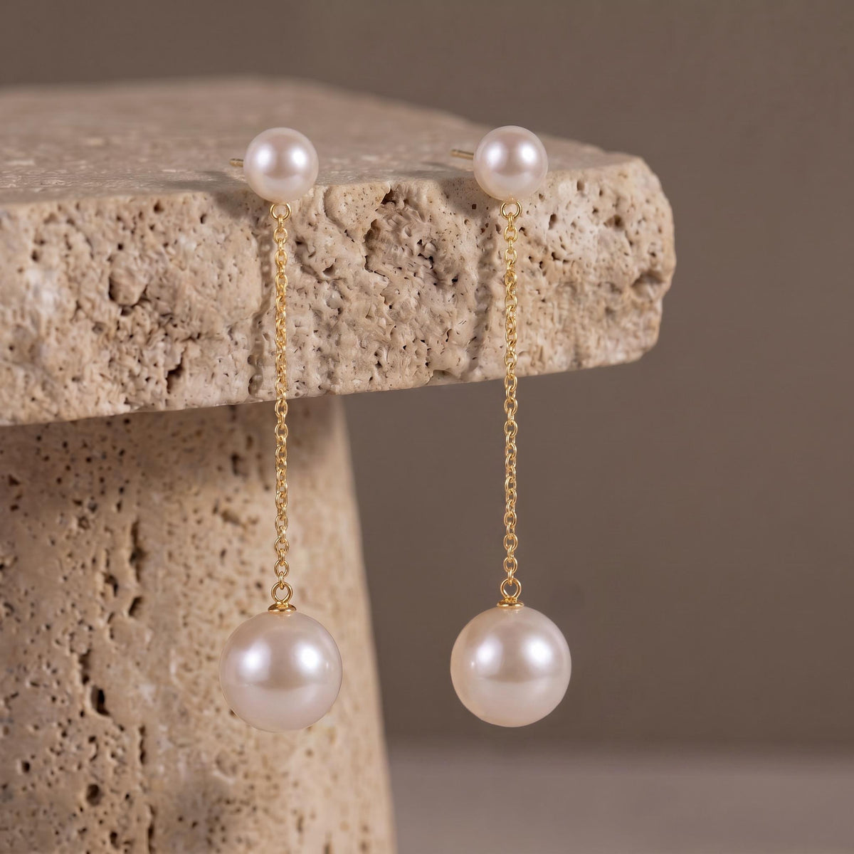 Freshwater Pearl Chain Drop Earrings | Minimalist Pearl Dangle Earrings | 18K Gold Vermeil | Everyday Elegant Jewelry | Gift for Her