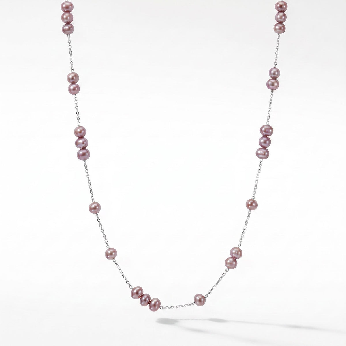 Freshwater Pearl Necklace Gift | Mauve Pink Pearl Station Necklace | 925 Silver Adjustable | Everyday Layering Jewelry