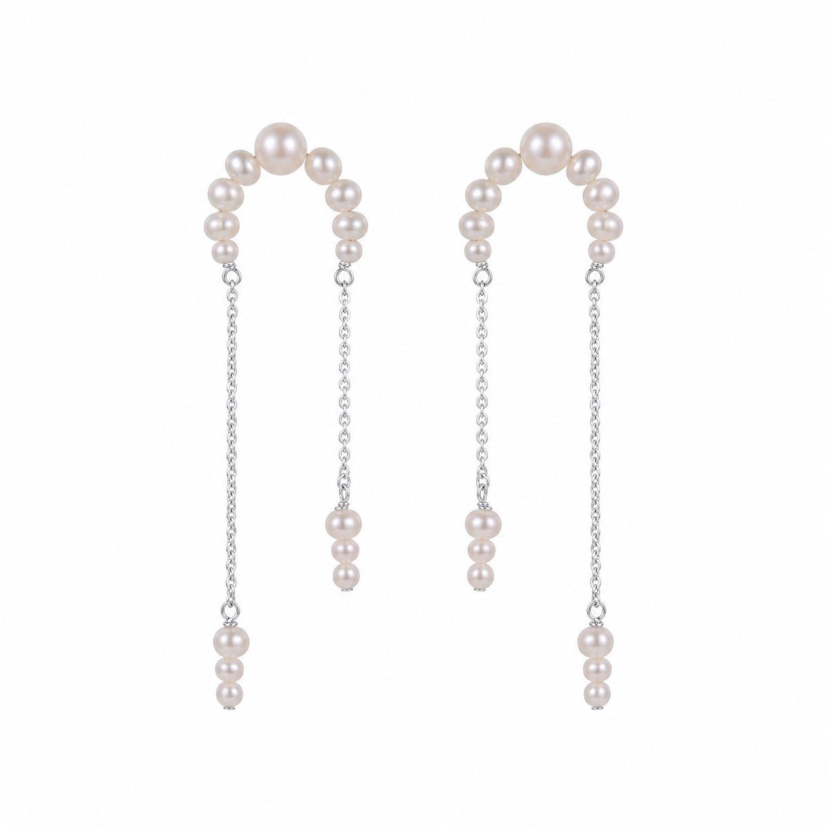 Freshwater Pearl Vermeil Earrings | Crescent Pearl Chain Drop Earrings | 18K Gold Vermeil | Everyday Elegant Jewelry | Gift for Her