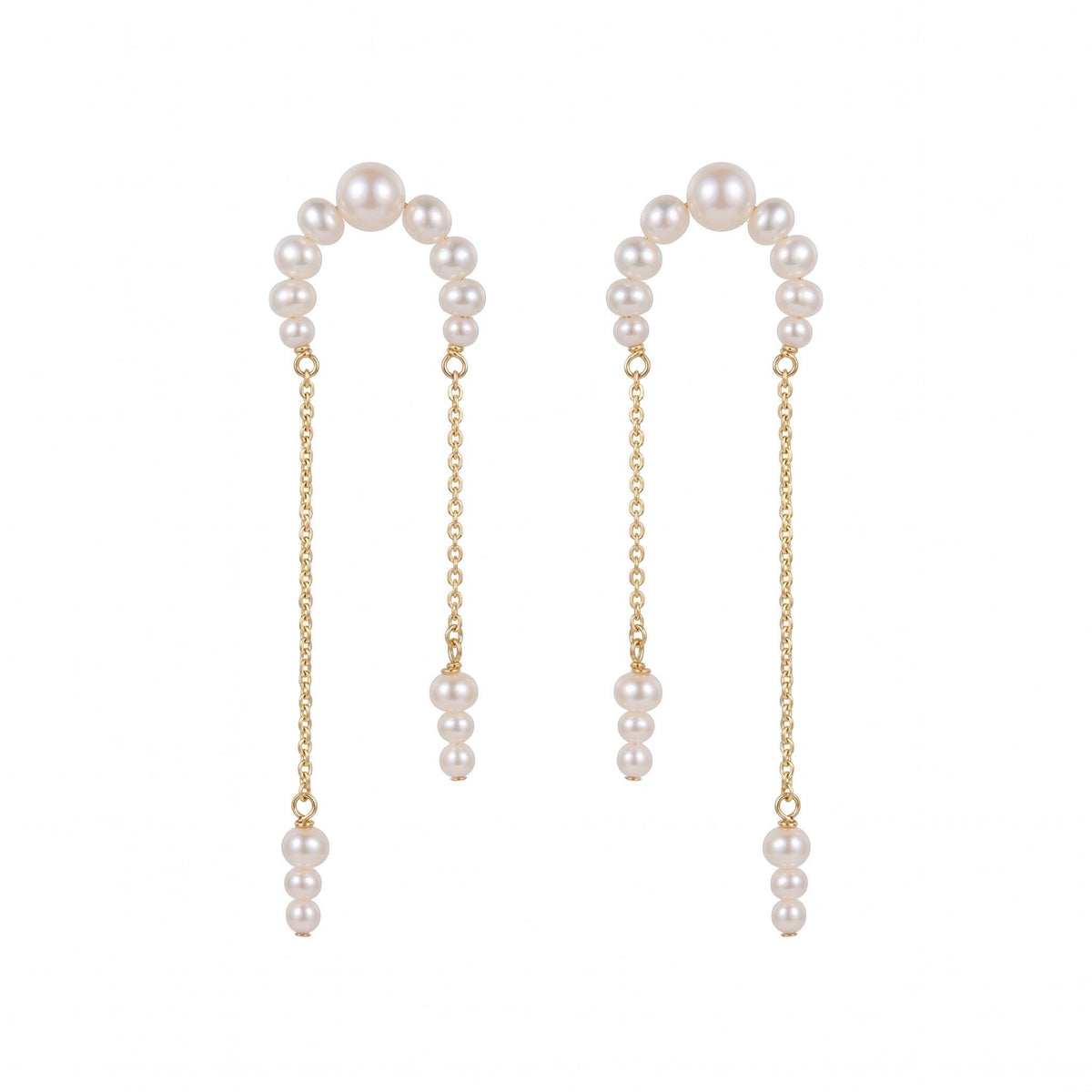 Freshwater Pearl Vermeil Earrings | Crescent Pearl Chain Drop Earrings | 18K Gold Vermeil | Everyday Elegant Jewelry | Gift for Her