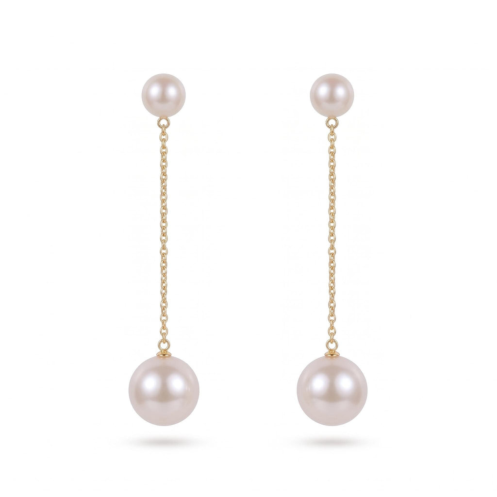 Freshwater Pearl Chain Drop Earrings | Minimalist Pearl Dangle Earrings | 18K Gold Vermeil | Everyday Elegant Jewelry | Gift for Her
