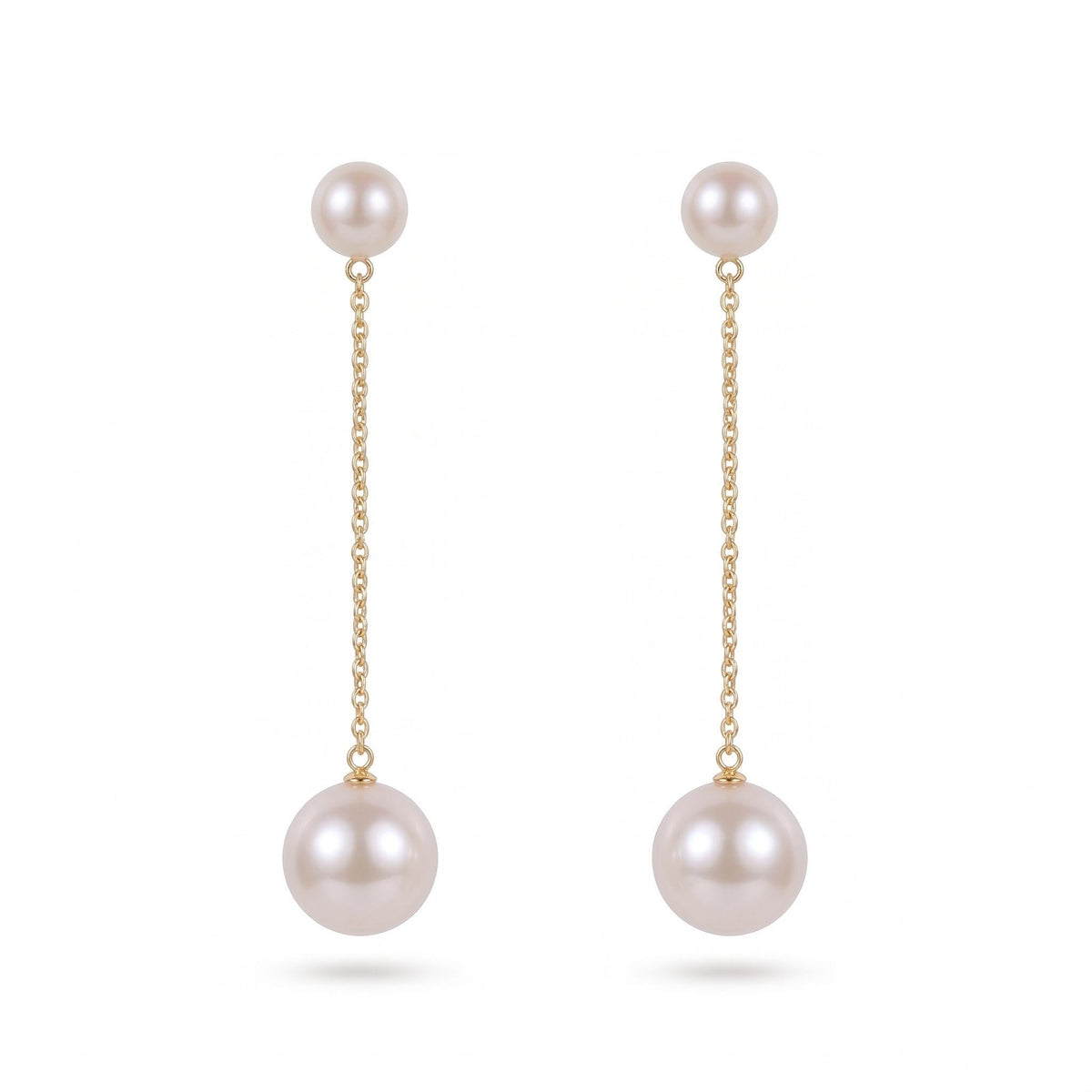 Freshwater Pearl Chain Drop Earrings | Minimalist Pearl Dangle Earrings | 18K Gold Vermeil | Everyday Elegant Jewelry | Gift for Her