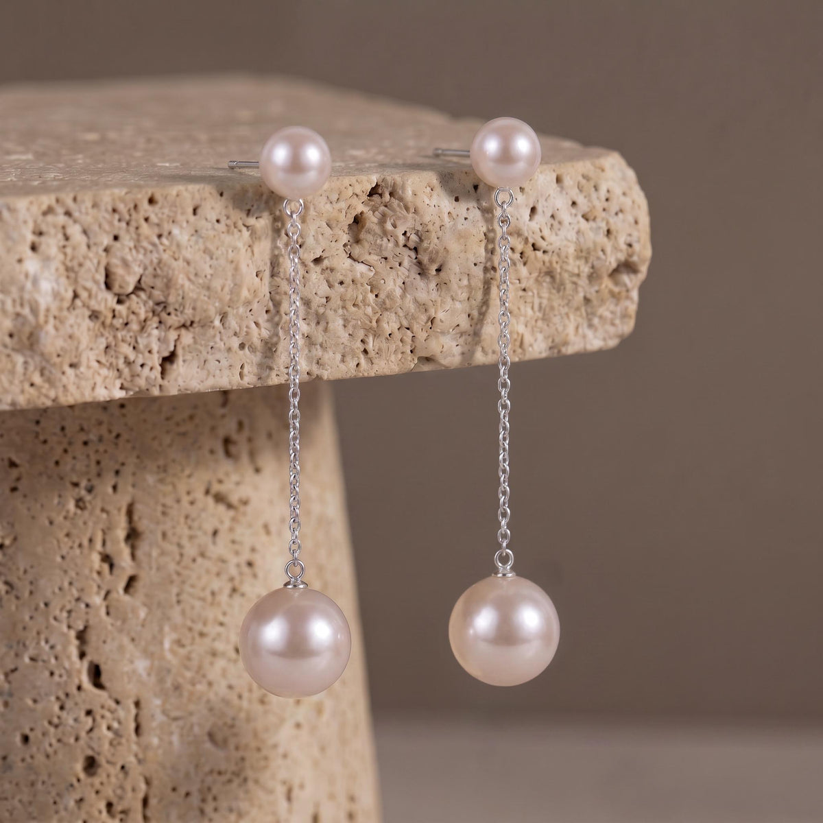 Freshwater Pearl Chain Drop Earrings | Minimalist Pearl Dangle Earrings | 18K Gold Vermeil | Everyday Elegant Jewelry | Gift for Her