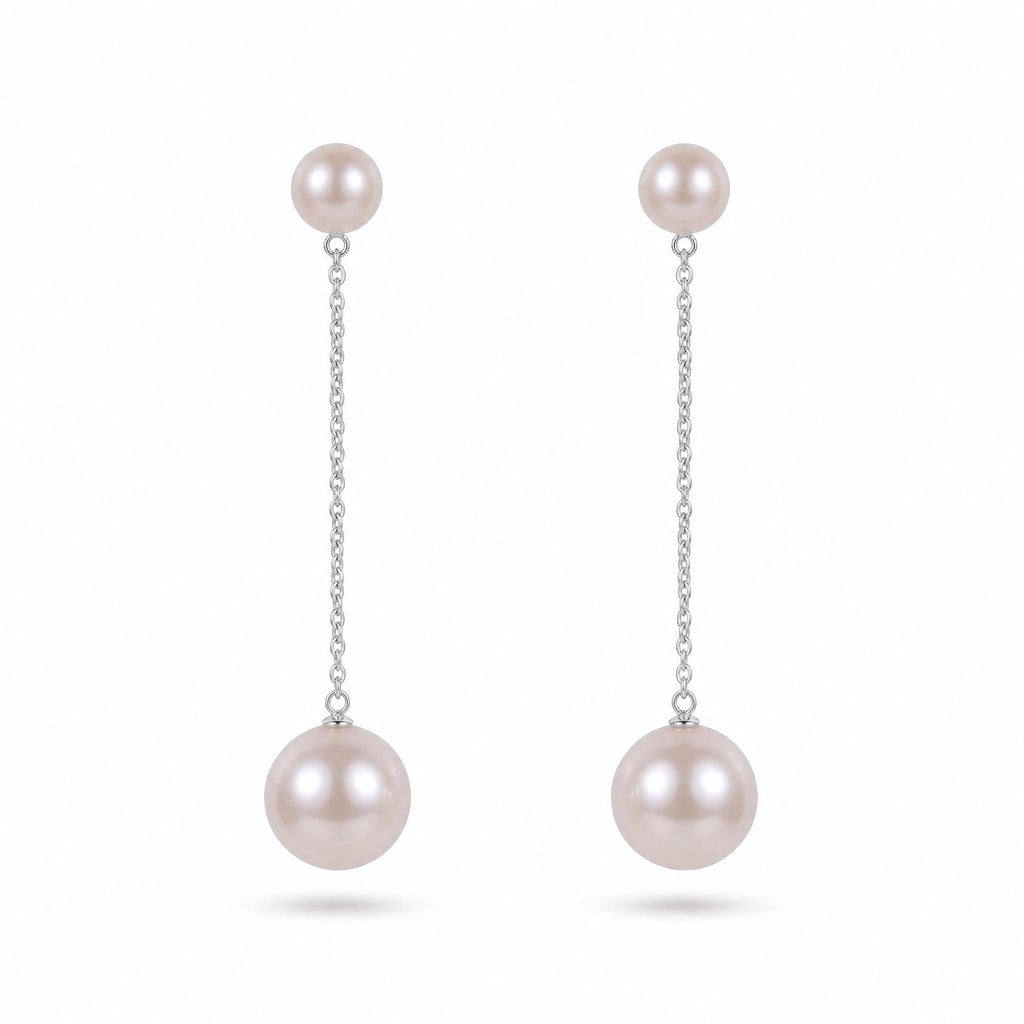 Freshwater Pearl Chain Drop Earrings | Minimalist Pearl Dangle Earrings | 18K Gold Vermeil | Everyday Elegant Jewelry | Gift for Her