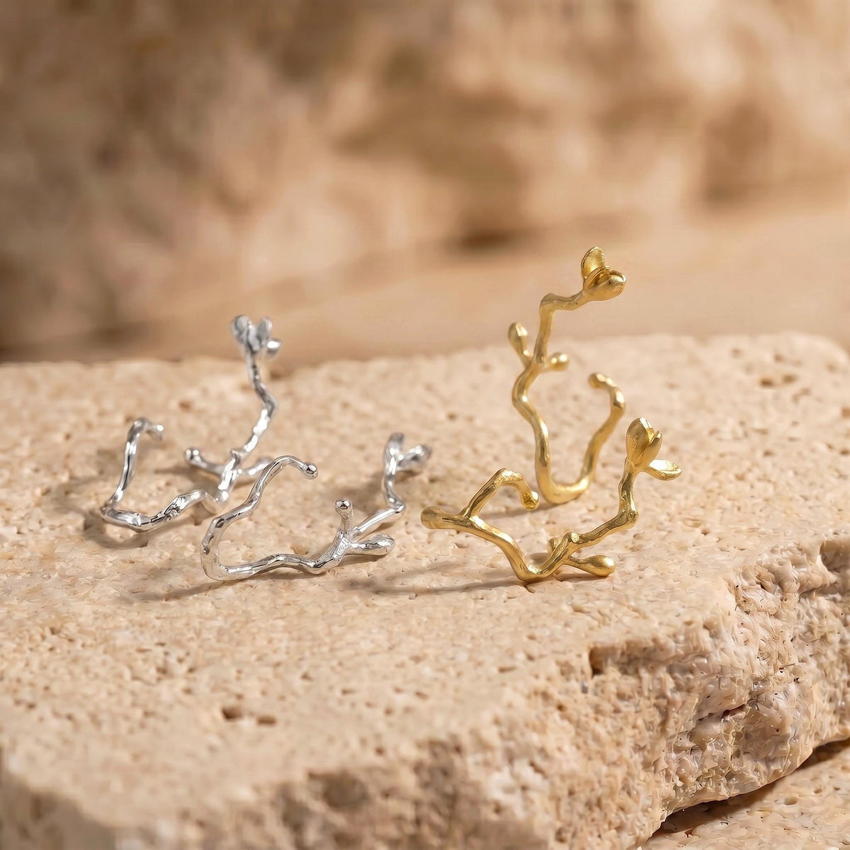 Gold Branch Ear Cuff No Piercing | Twig Ear Climber Earring | 18K Gold Vermeil | Nature Inspired Jewelry | Gift for Her