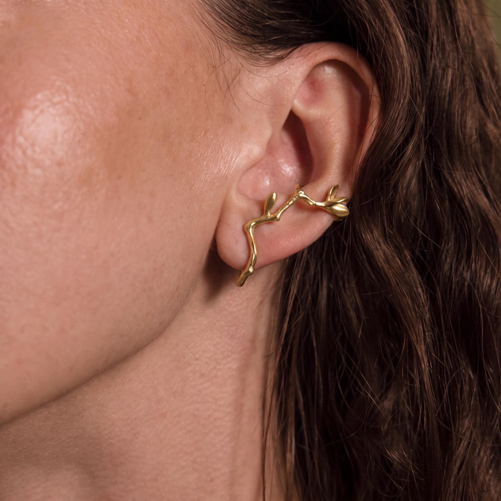 Gold Branch Ear Cuff No Piercing | Twig Ear Climber Earring | 18K Gold Vermeil | Nature Inspired Jewelry | Gift for Her