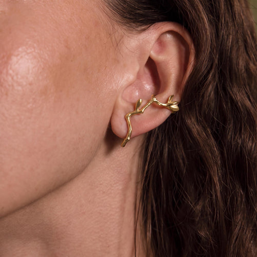 Gold Branch Ear Cuff No Piercing | Twig Ear Climber Earring | 18K Gold Vermeil | Nature Inspired Jewelry | Gift for Her