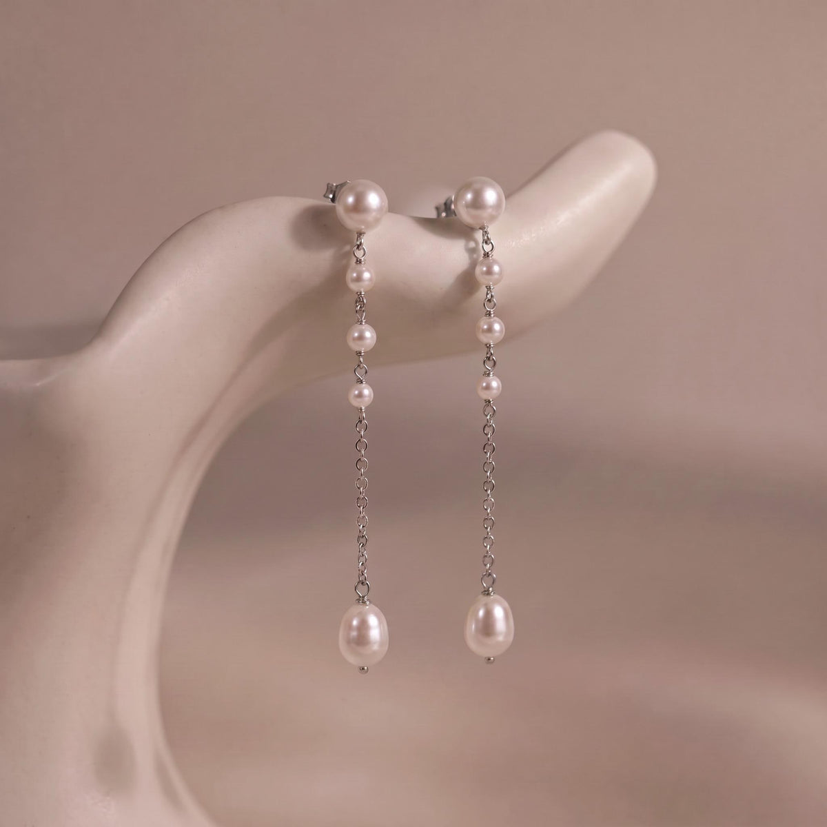 Pearl Drop Earrings Gift | Long Dangle Pearl Earrings | Gold or White Gold | Bridal Wedding Jewelry
