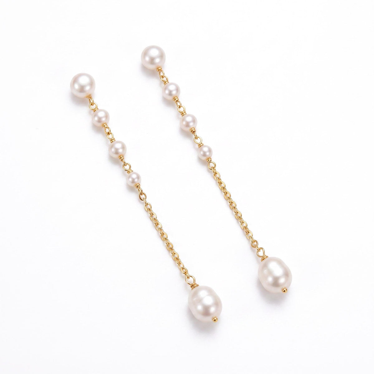 Pearl Drop Earrings Gift | Long Dangle Pearl Earrings | Gold or White Gold | Bridal Wedding Jewelry