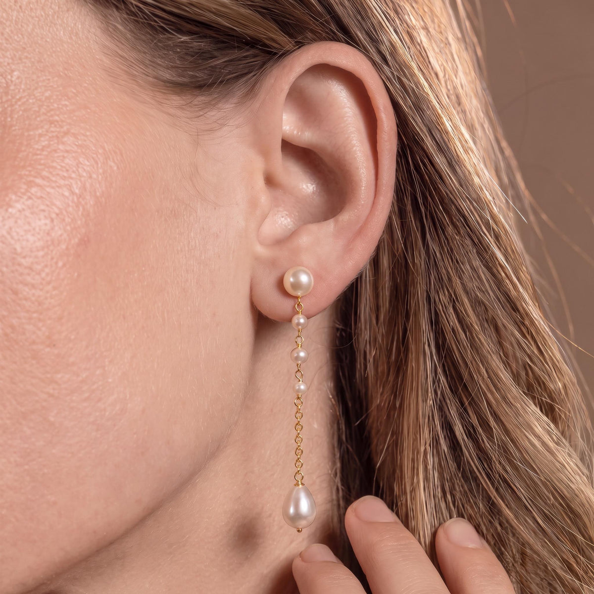 Pearl Drop Earrings Gift | Long Dangle Pearl Earrings | Gold or White Gold | Bridal Wedding Jewelry