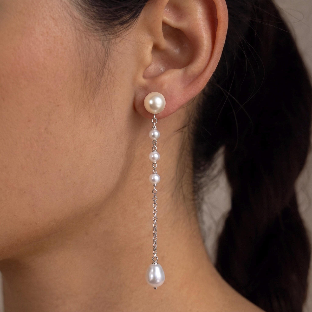 Pearl Drop Earrings Gift | Long Dangle Pearl Earrings | Gold or White Gold | Bridal Wedding Jewelry