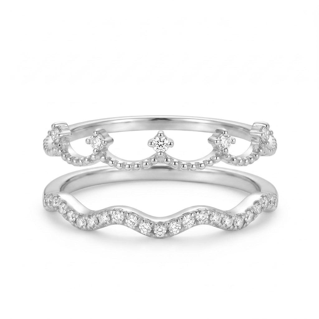 Be Your Own Queen Ring Set Gift | Stackable Wavy Moissanite Rings | 14K Gold or White Gold | Set of 2
