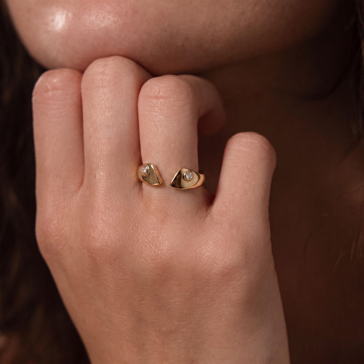 Moissanite Teardrop Ring Gift | Chasing Moon Statement Ring | 14K Gold or White Gold | Gift for Her