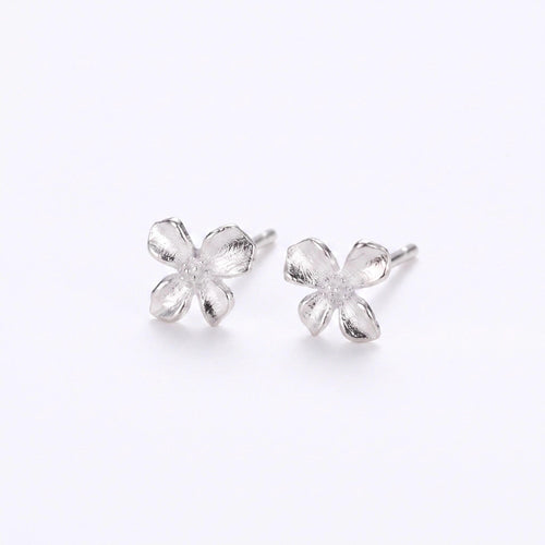Flower Stud Earrings Gift | Brushed Silver Floral Studs | 925 Sterling Silver | Everyday Jewelry