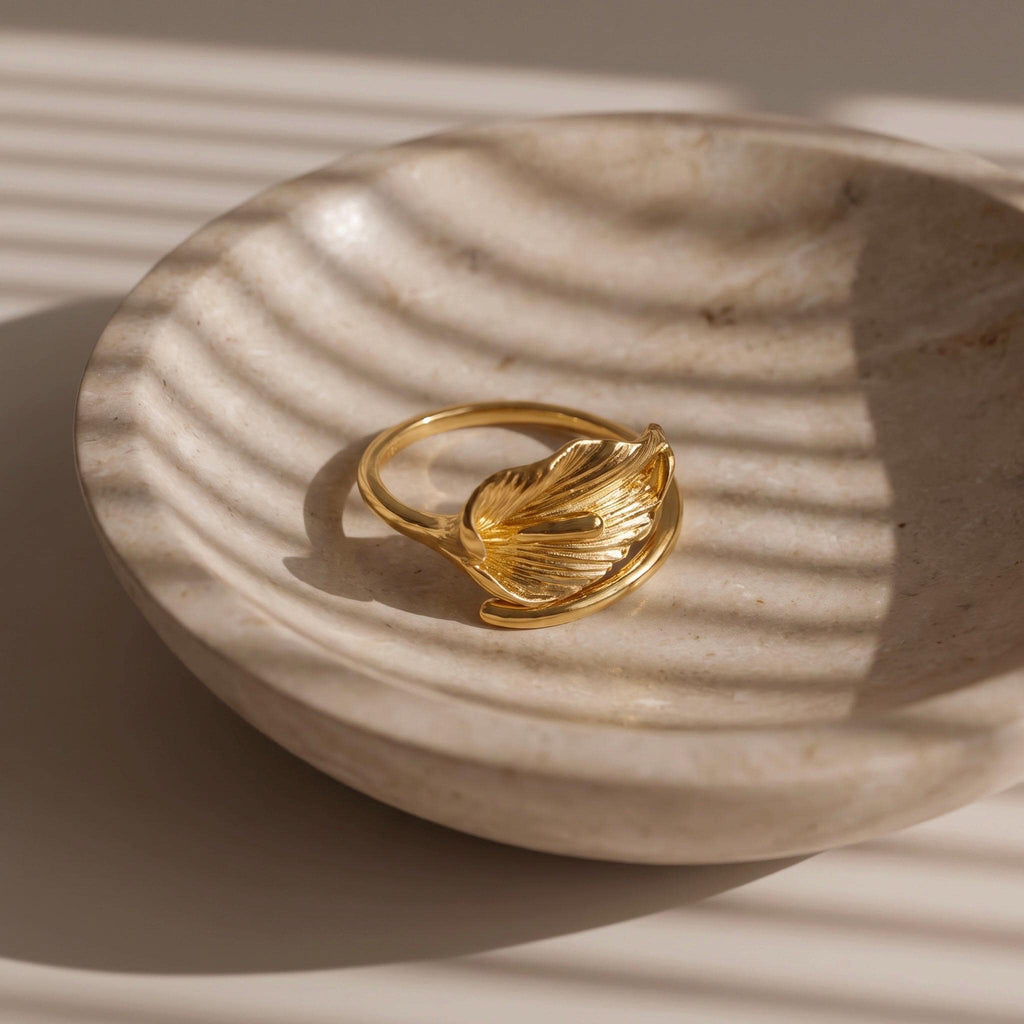 Lily Ring Gift | Adjustable Open Ring | 18K Gold Vermeil or 925 Silver | Nature Inspired Everyday Jewelry