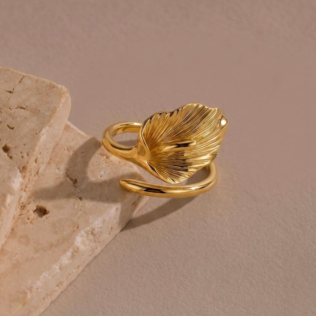 Lily Ring Gift | Adjustable Open Ring | 18K Gold Vermeil or 925 Silver | Nature Inspired Everyday Jewelry