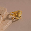 Lily Ring Gift | Adjustable Open Ring | 18K Gold Vermeil or 925 Silver | Nature Inspired Everyday Jewelry