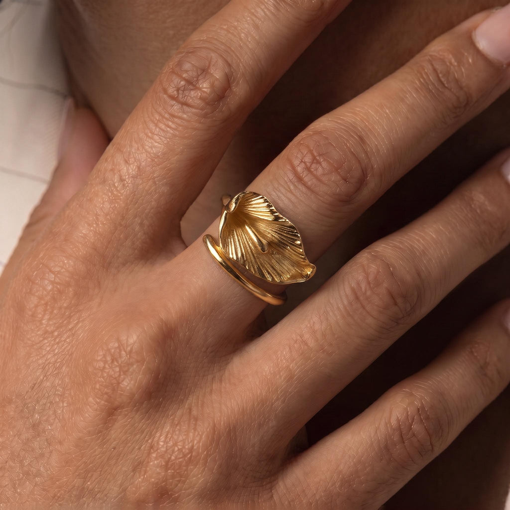 Lily Ring Gift | Adjustable Open Ring | 18K Gold Vermeil or 925 Silver | Nature Inspired Everyday Jewelry