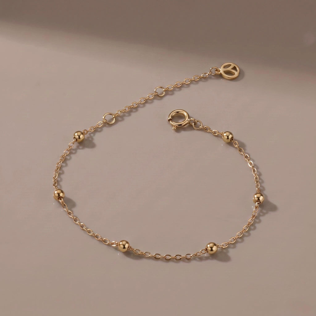 Satellite Chain Bracelet, 18K Gold Vermeil or 925 Sterling Silver, Dainty Ball Chain Design, Minimalist Everyday Jewelry, Gift for Her