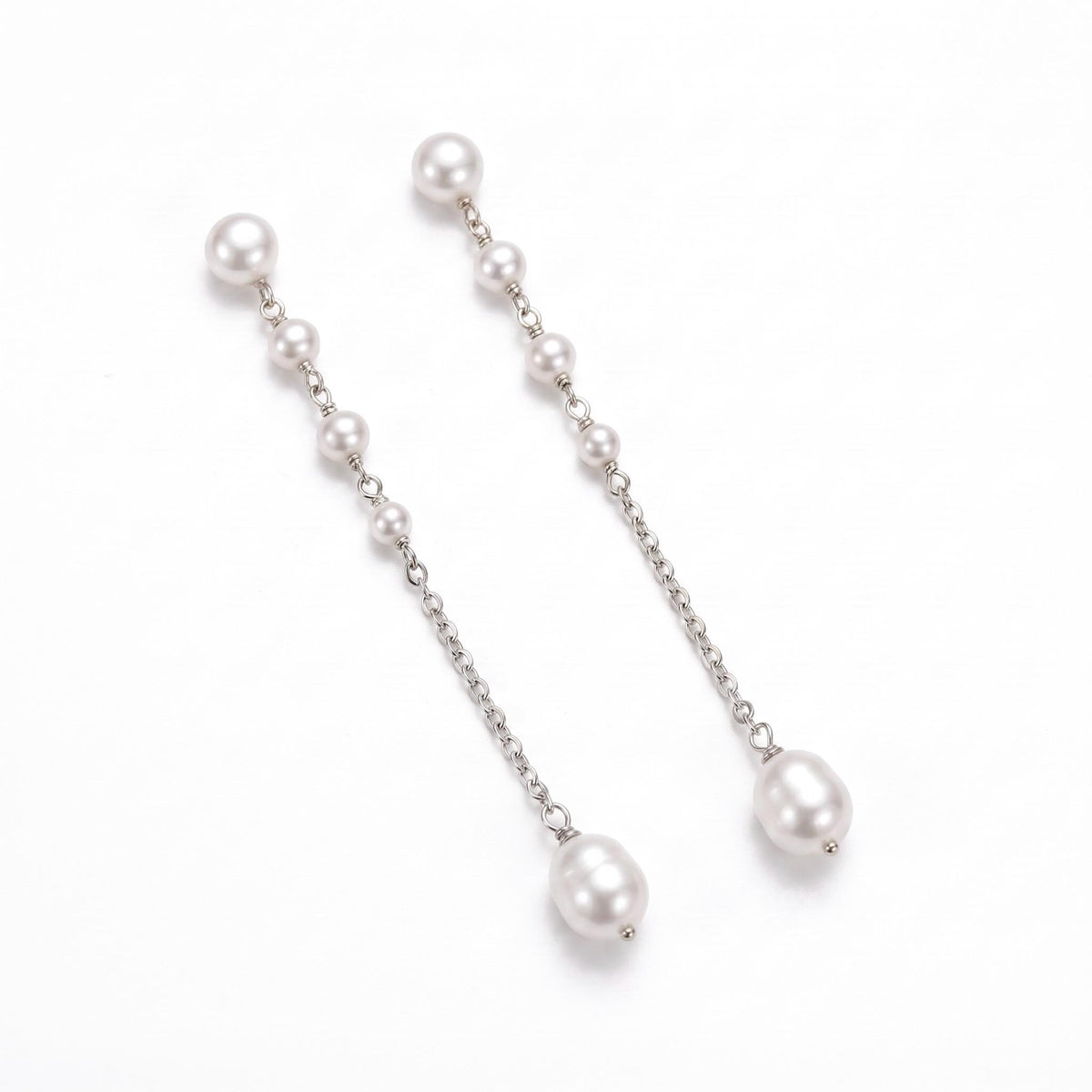 Pearl Drop Earrings Gift | Long Dangle Pearl Earrings | Gold or White Gold | Bridal Wedding Jewelry