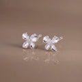 Flower Stud Earrings Gift | Brushed Silver Floral Studs | 925 Sterling Silver | Everyday Jewelry